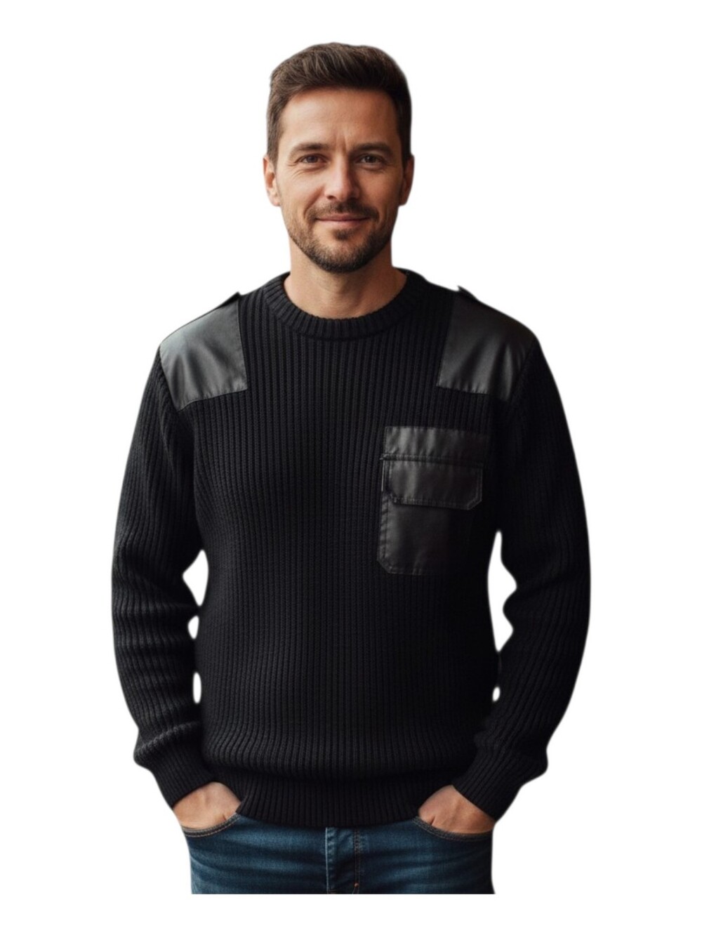 Vintage 90s commando sweater men XXL black pullover knit stretch SAS tactical